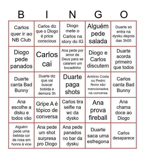 Grande Coimbra Bingo Card