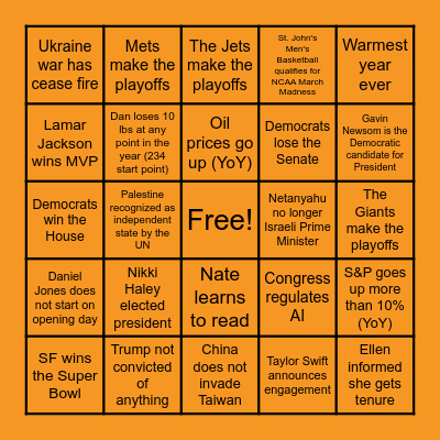 Bartley BINGO 2024 Bingo Card
