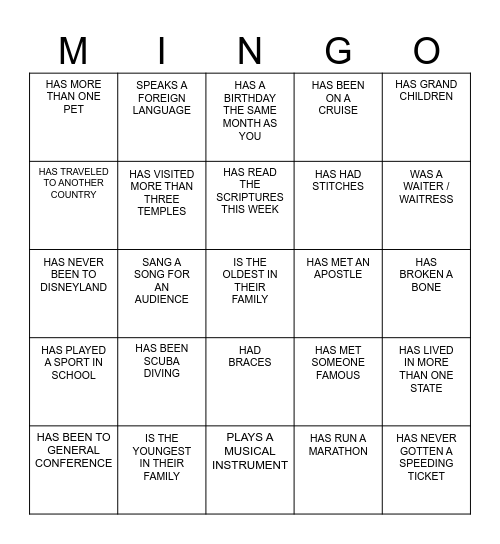 EL DORADO WARD Bingo Card