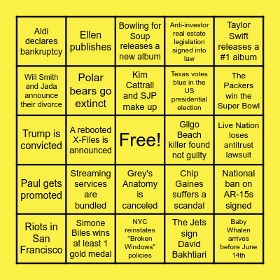 Bartley BINGO 2024 Bingo Card