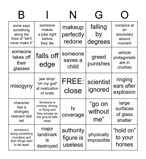 disaster strikes ! Bingo Card