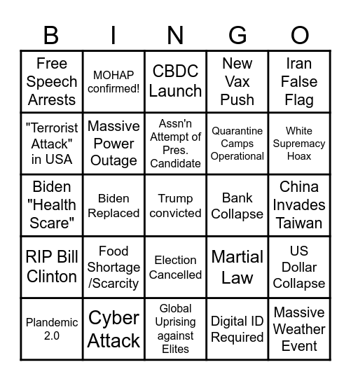 2024 Worldwide Dumpster Fire! Bingo Card