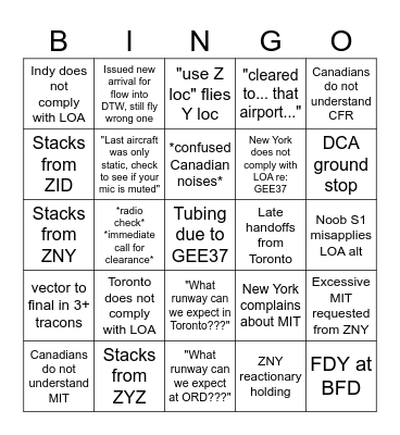 Average ZOB session Bingo Card
