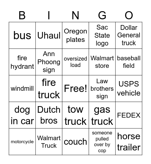 Ione To Whitmore Bingo Card