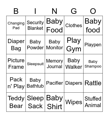 Baby Bingo Card