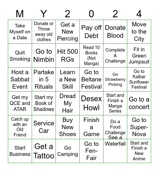 MY 2024! Bingo Card