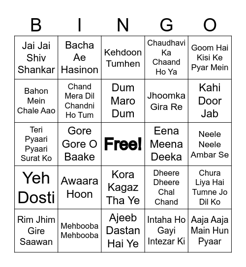 Anniversary Bingo Card