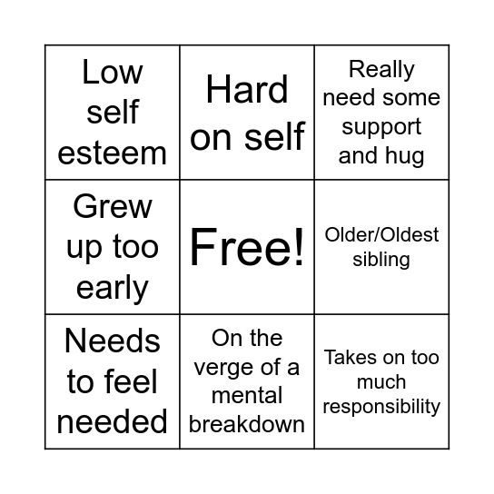 Support Player Bingo Card