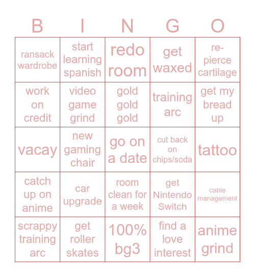 2024 Goals Bingo Card