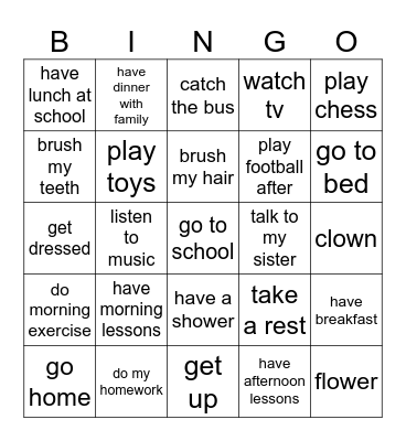 U6 GRADE 5 Bingo Card