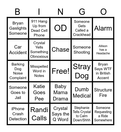 Weekend Bingo Card