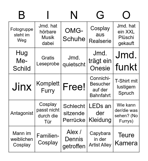 Connichi Bingo Card