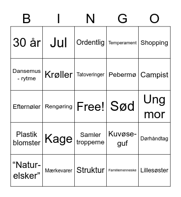 Mie 30 år Bingo Card
