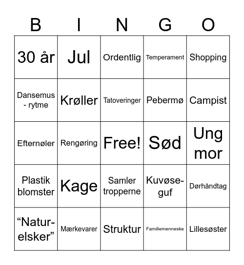 Mie 30 år Bingo Card
