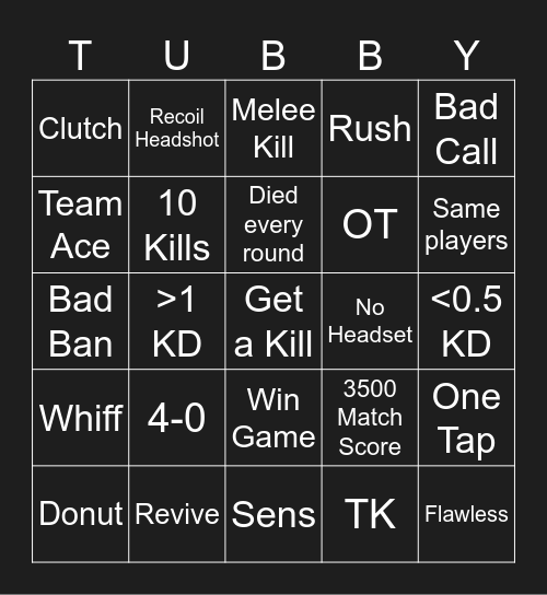 R6 Bingo Card