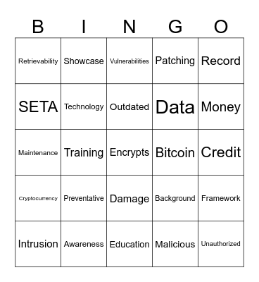 Cyber Security BIngo Card