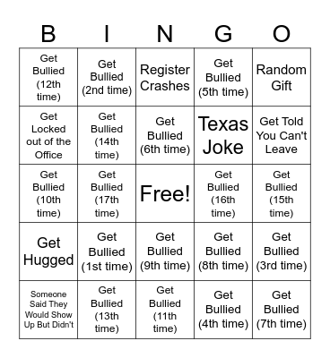 Noah's Last Day Bingo Card