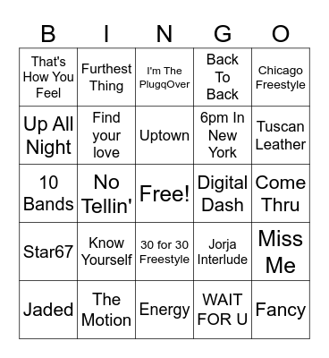 Drake Mix #2 Bingo Card