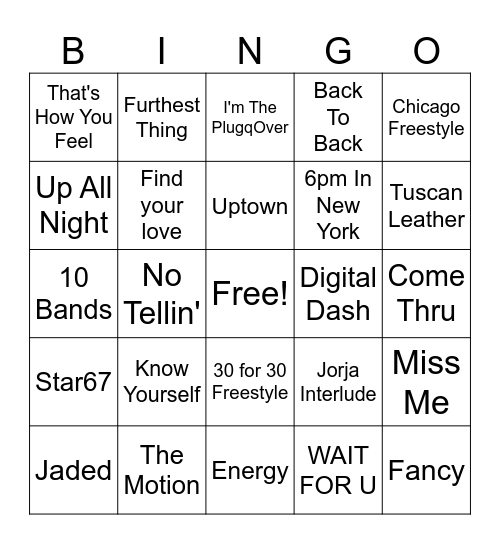 Drake Mix #2 Bingo Card