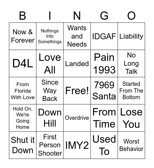Drake #3 Bingo Card