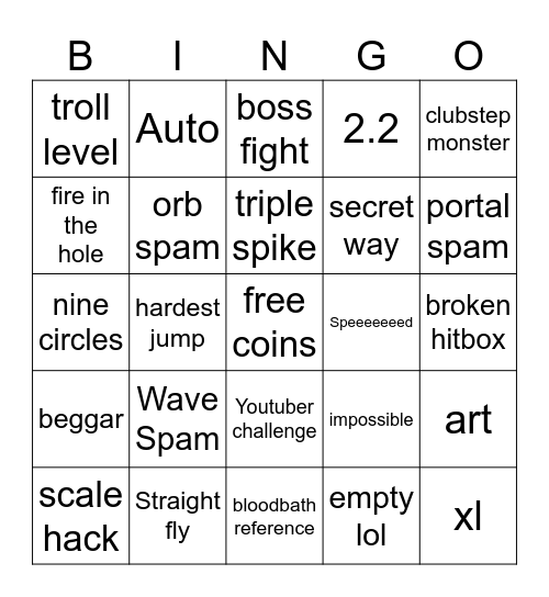 RECENT TAB Bingo Card