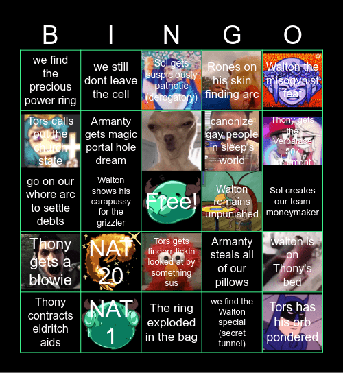 Charms and Chasms: Session 42 Bingo Card