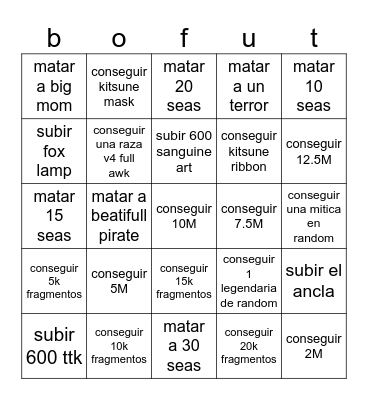 bingo blox fruits Bingo Card