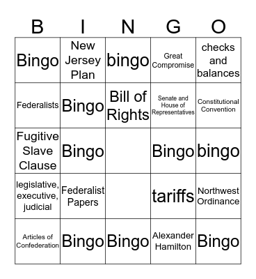 Constitution Bingo Card