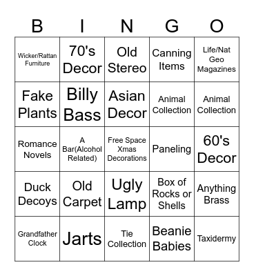 Estate Sale Bingo Card