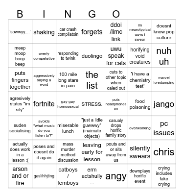 :3 bingo !!!!!1!! Bingo Card