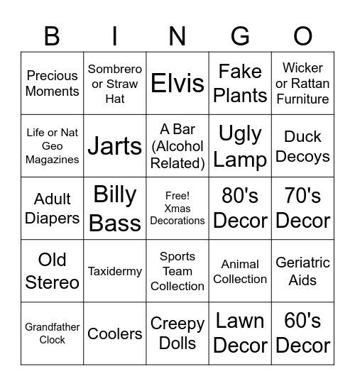 Estate Sale Bingo Card