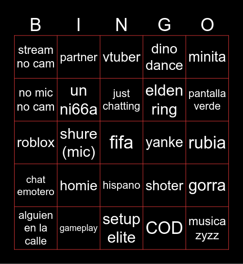 BINGO STREAM Bingo Card