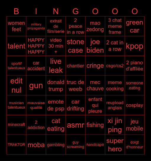 Douyin Bingo Card