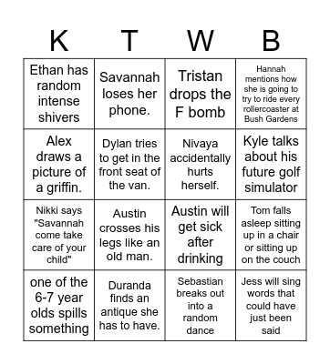 FLORIDA FAMILY BINGO Card