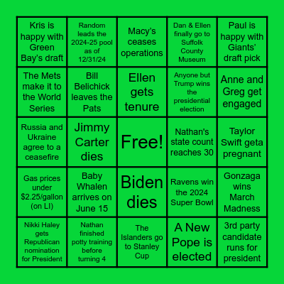 Bartley BINGO 2024 Bingo Card