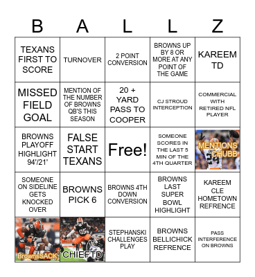 BROWNS Bingo Card