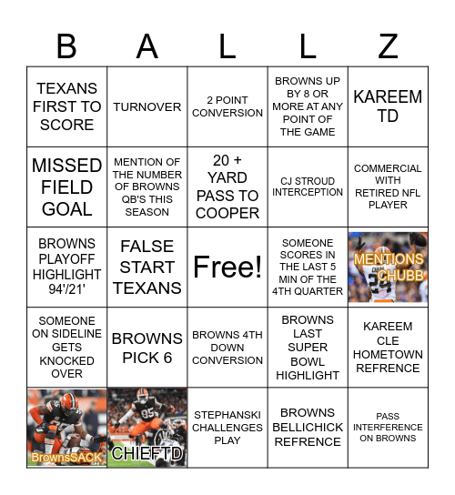 BROWNS Bingo Card