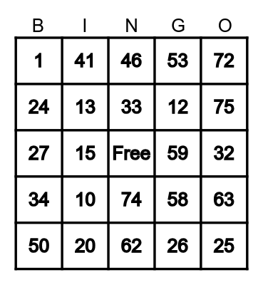 Angie's Bingo Board Bingo Card