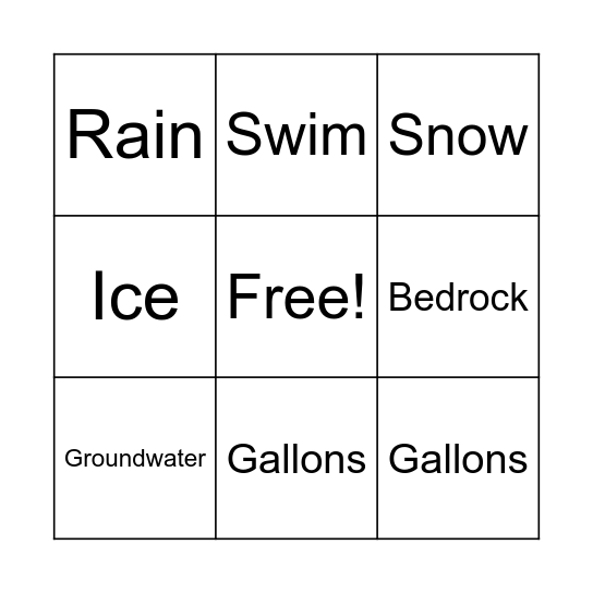 Water Bingo Card