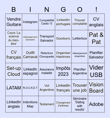 Productivity Bingo Card