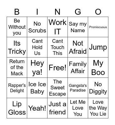 90's Bingo Card