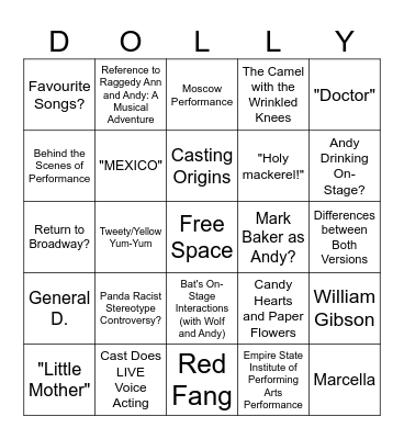 Raggedy Ann Revival Effort (RARE) QnA Bingo Card
