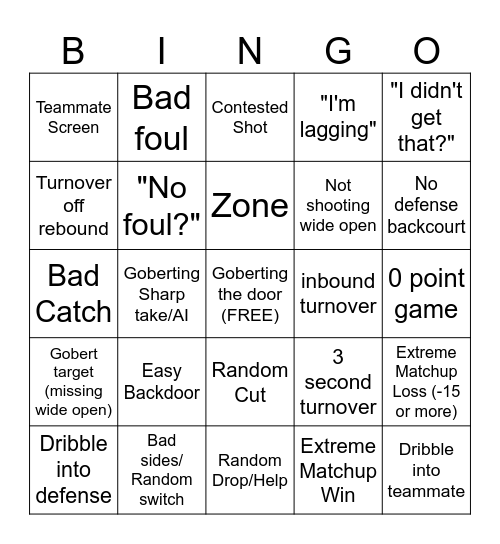 BBU REC Bingo Card
