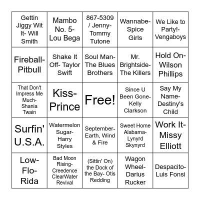 MUSIC BINGO Card