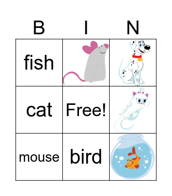 Unit 5 Pets Bingo Card