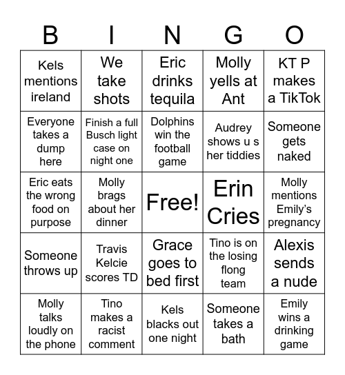 Winter House Bingo Card