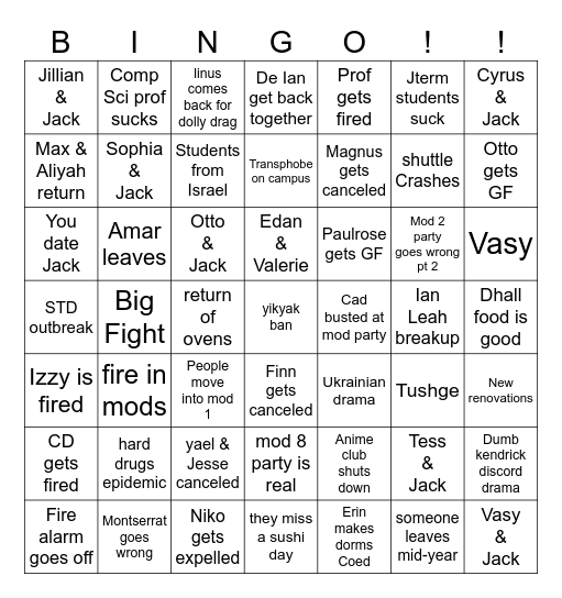 2024 simons rock bingo Card