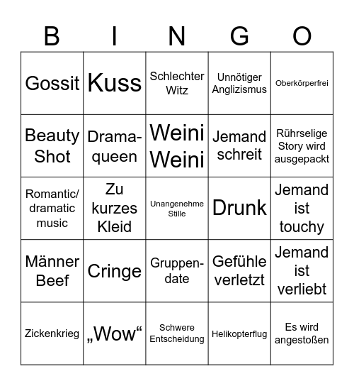 Die Bachelors Bingi Bingo Card