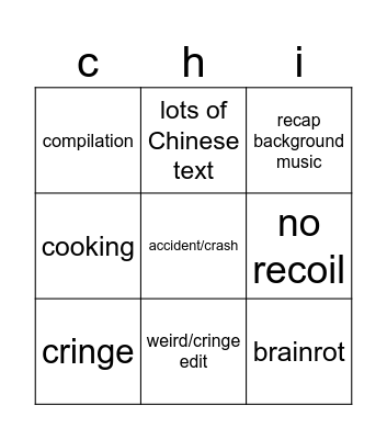 chinese bingo Card