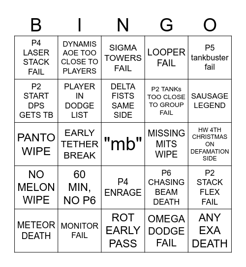 FFXIV TOP BINGO Card